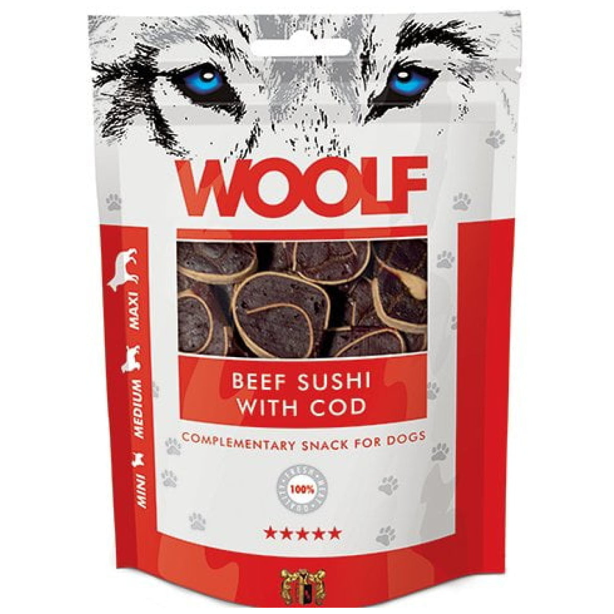 Woolf Naturlige godbidder - Sushi m. Okse & Torsk - 100g