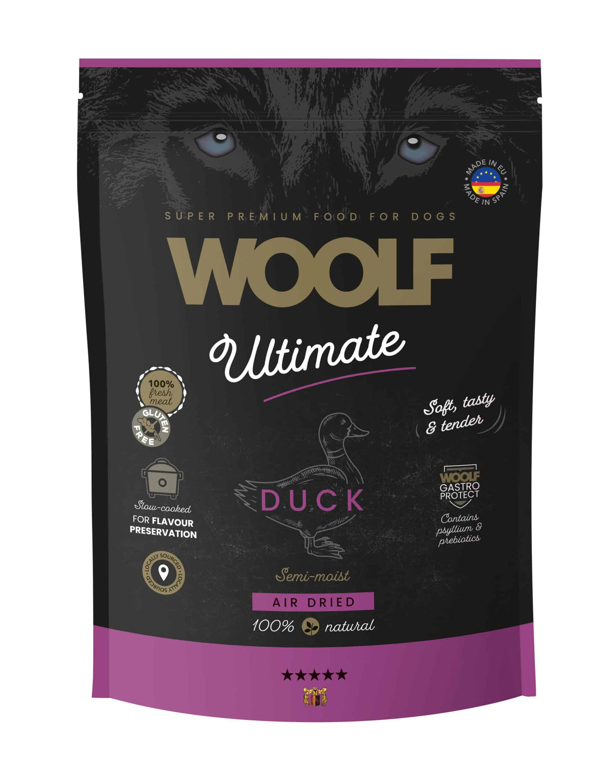 Woolf Ultimate - Lufttørret hundefoder m. And - 1kg