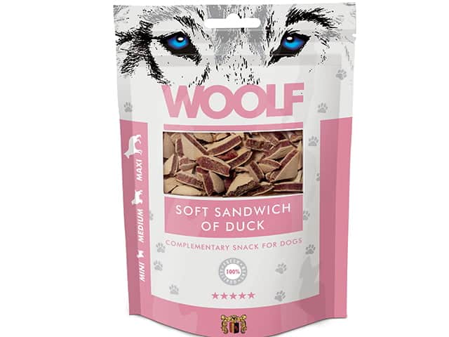 Woolf - Naturlige godbidder - Sandwich m. And - 100g