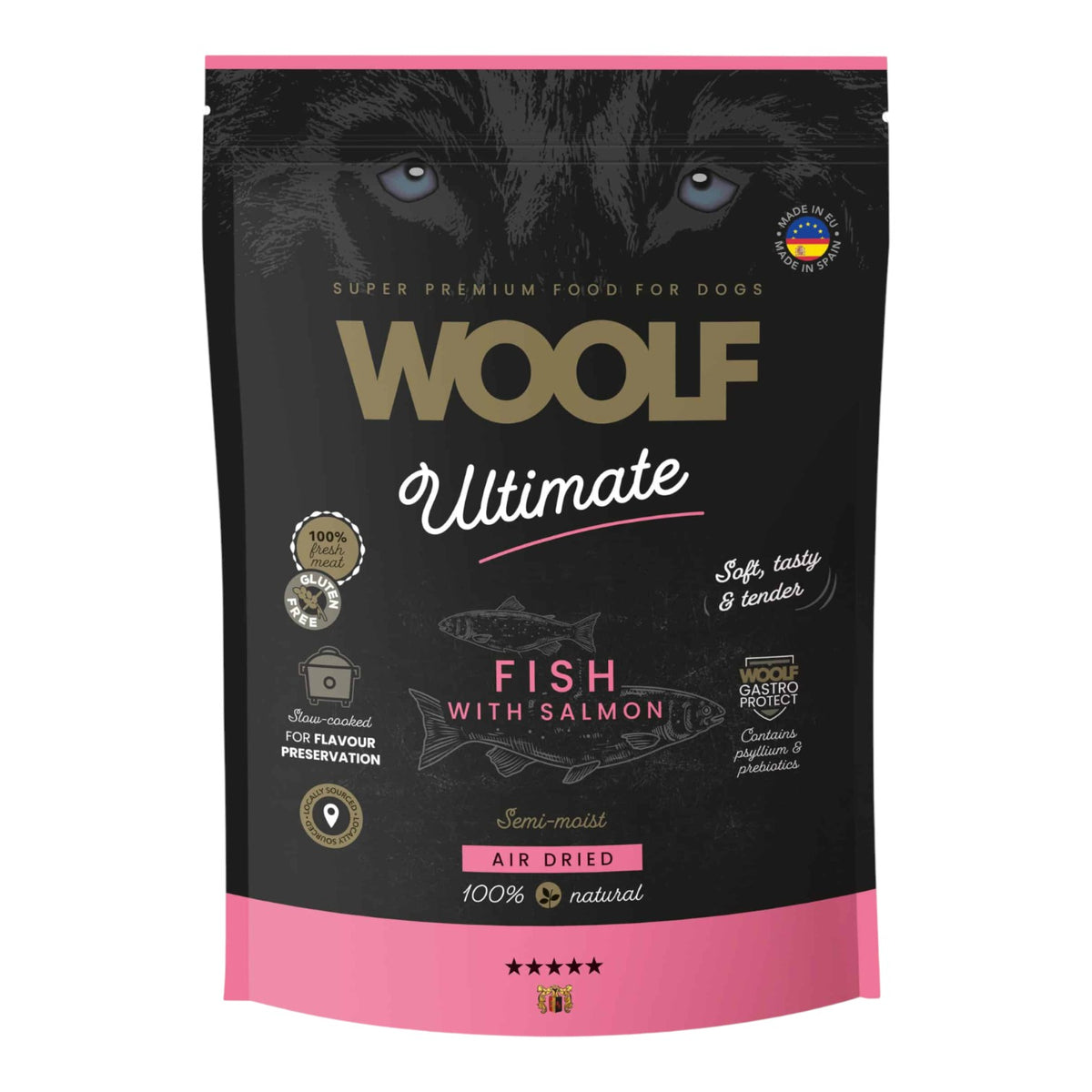 Woolf Ultimate - Lufttørret hundefoder m. Laks - 1kg