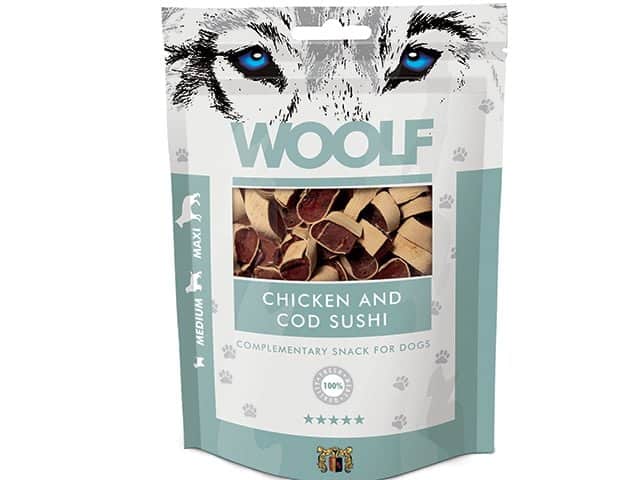Woolf - Naturlige godbidder - Sushi m. Kylling & Torsk - 100g