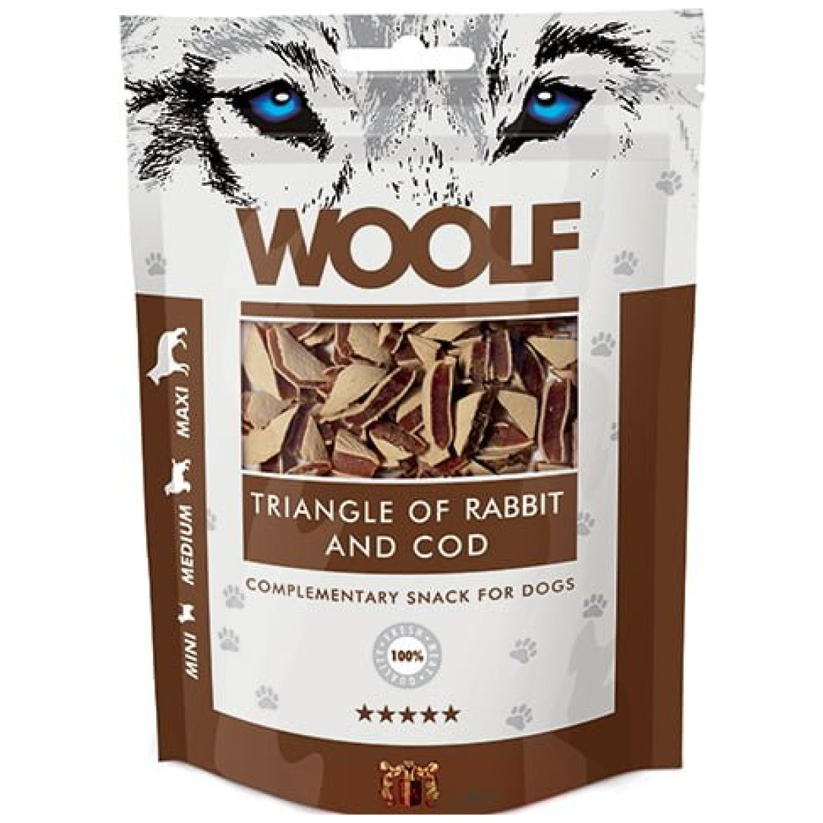 Woolf Naturlige godbidder - Trekanter m. Kanin & Torsk - 100g