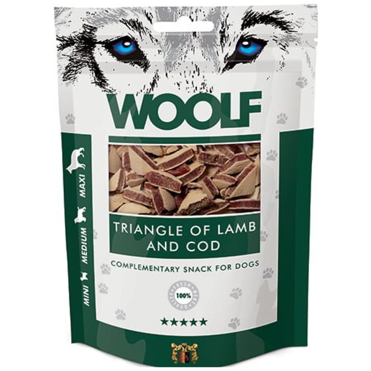 Woolf Naturlige godbidder - Trekanter m. Lam & Torsk - 100g