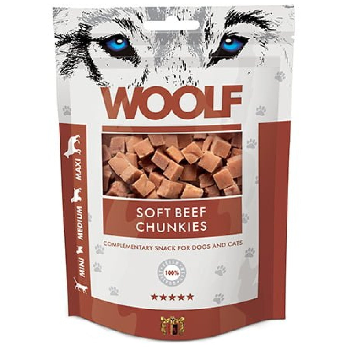 Woolf Naturlige godbidder Soft Beef Chunkies Okse 100g
