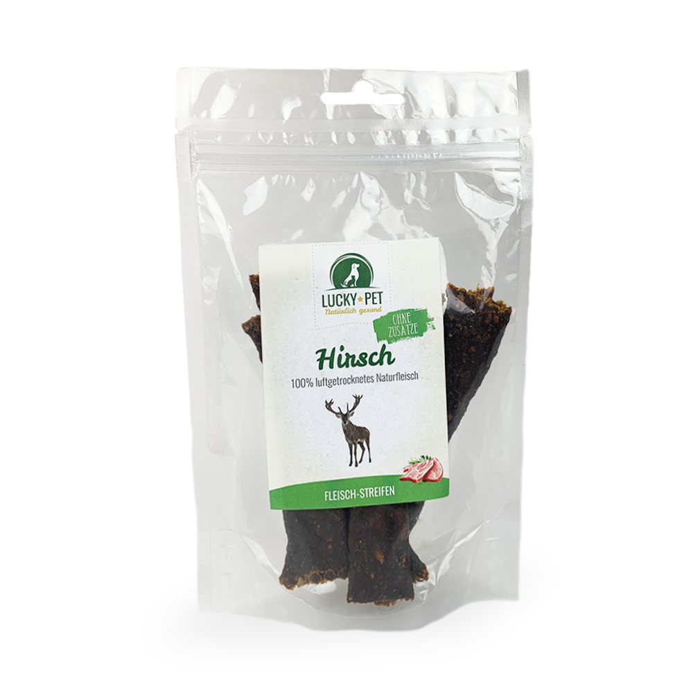 Lucky-Pet - Naturlig - Kødstrimler m. Hjort - 100 g