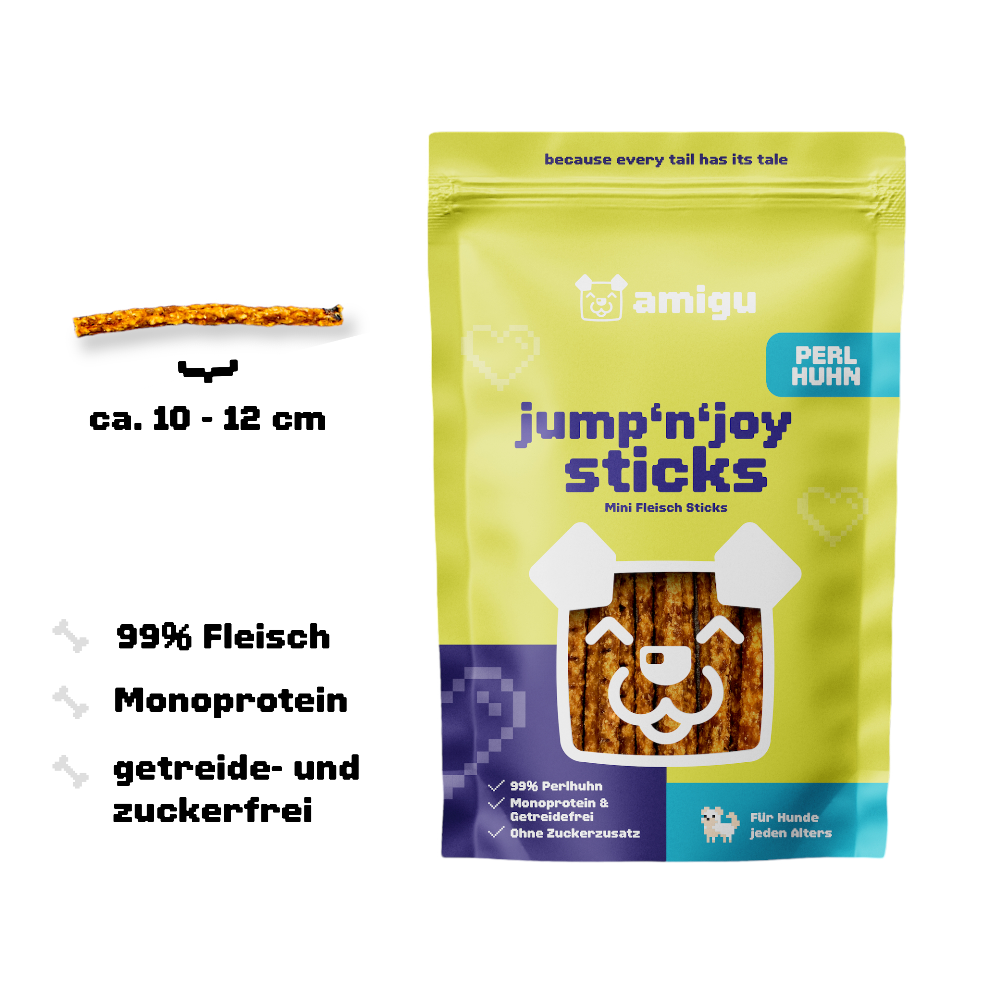 Amigu - Kødpinde m. Perlehøne - 100g.