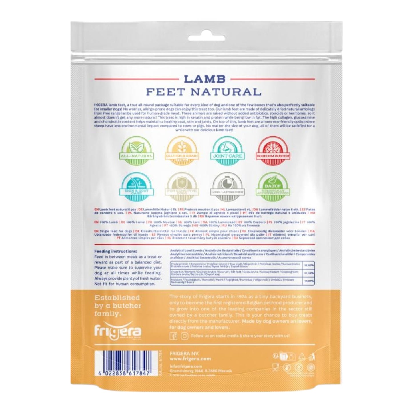 Frigera - Natural Dog Chews - Lammefødder 5 stk.