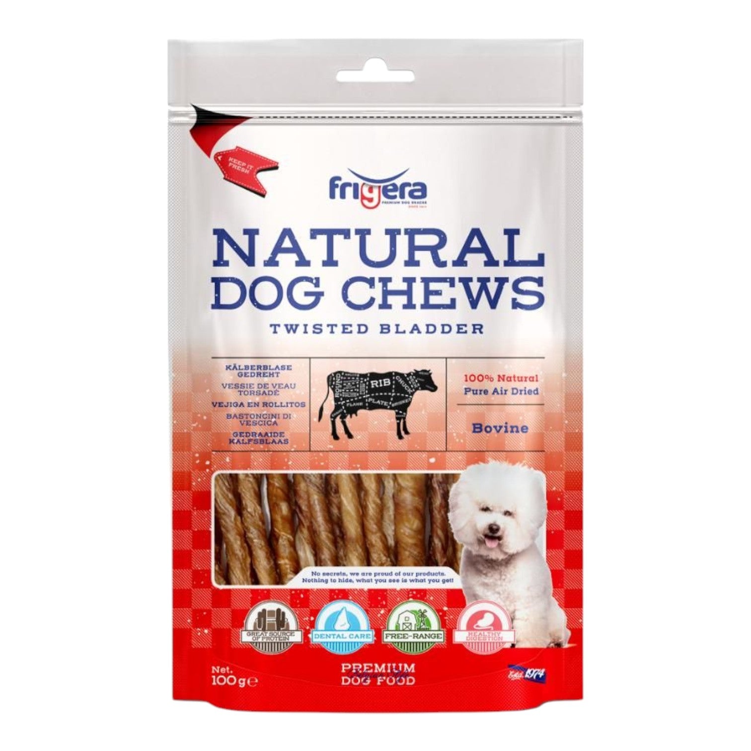 Frigera - Natural Dog Chews - Okseblære - 100g