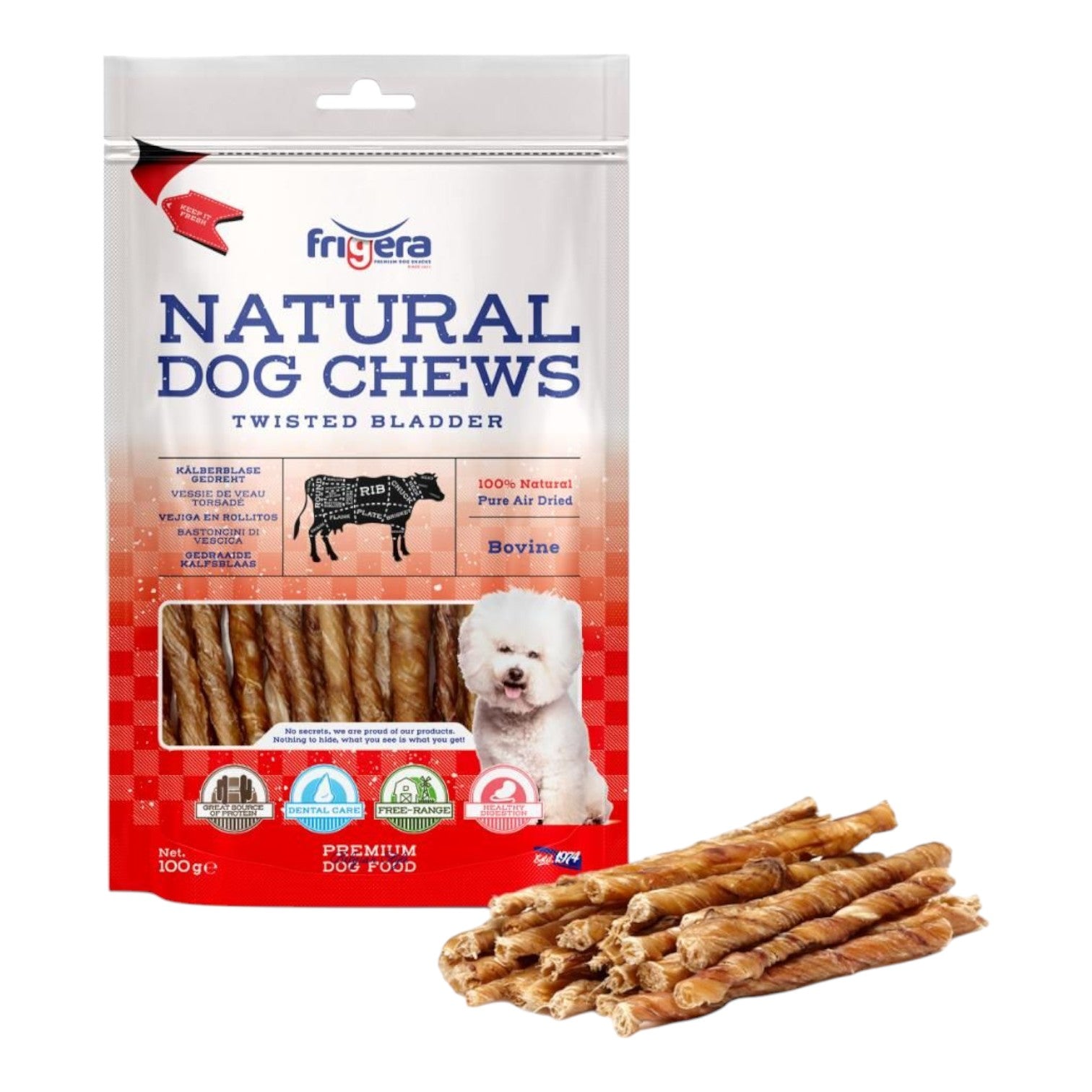 Frigera - Natural Dog Chews - Okseblære - 100g