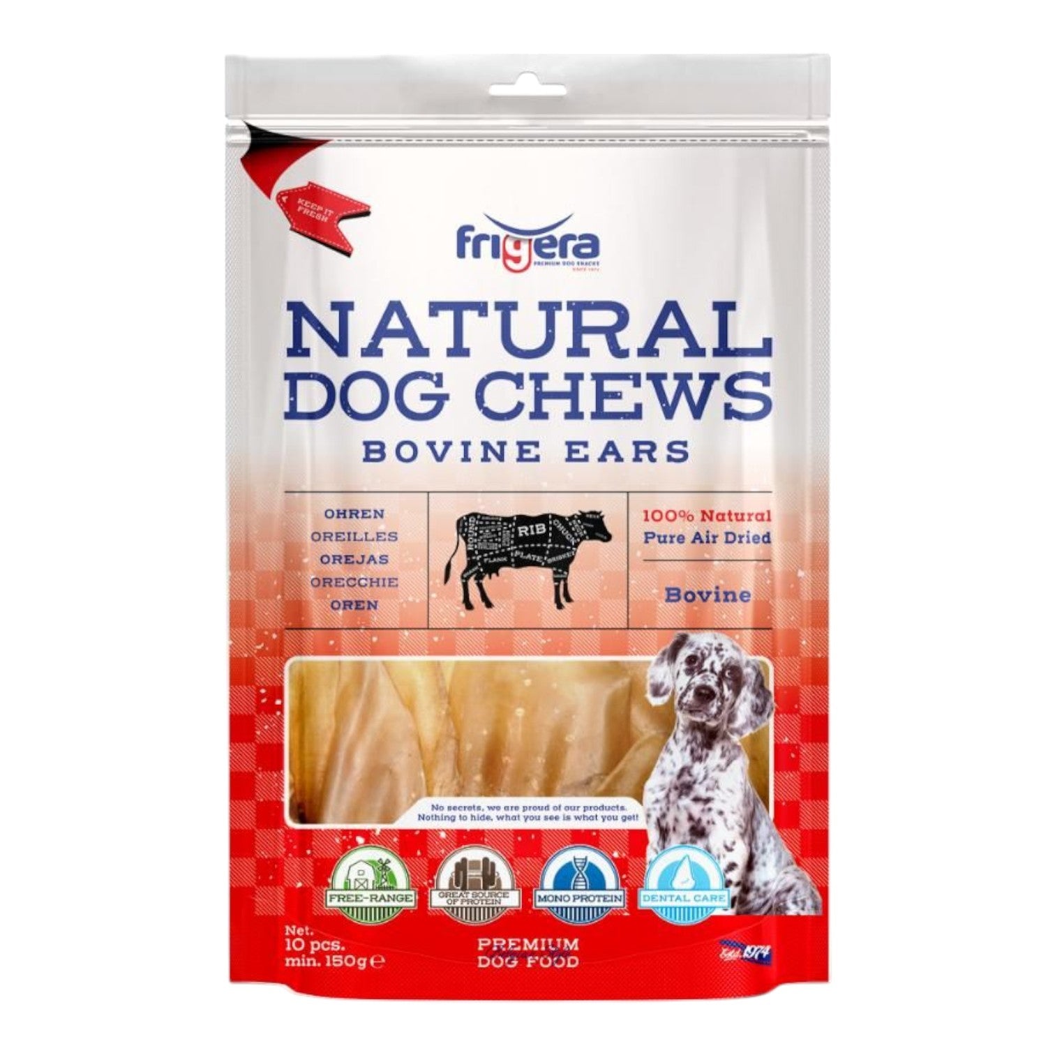 Frigera - Natural Dog Chews - Okseører - 10 stk.
