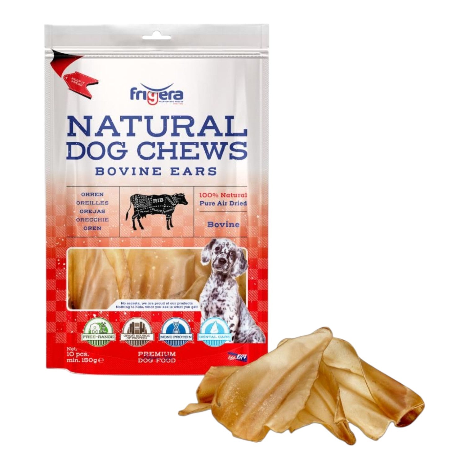 Frigera - Natural Dog Chews - Okseører - 10 stk.