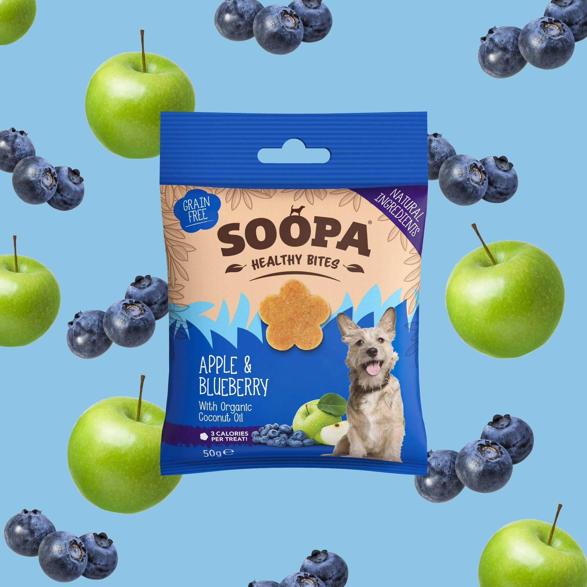 Soopa - Godbidder m. Æble- og blåbær - 50g