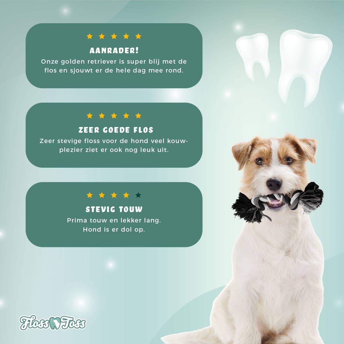 Floss Toss - Dental Reblegetøj - 2 Knuder - 30 cm