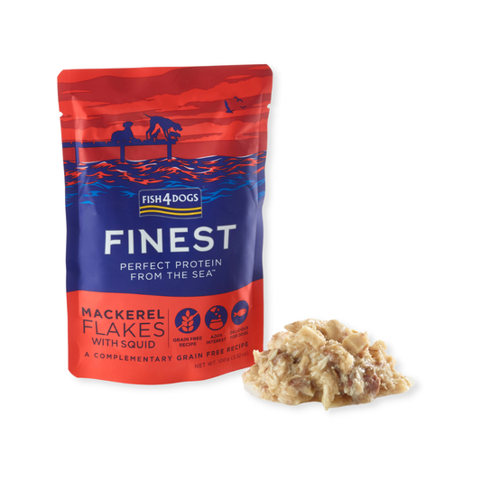 Fish4Dogs - Finest flakes - Makrel m. Blæksprutte 100g