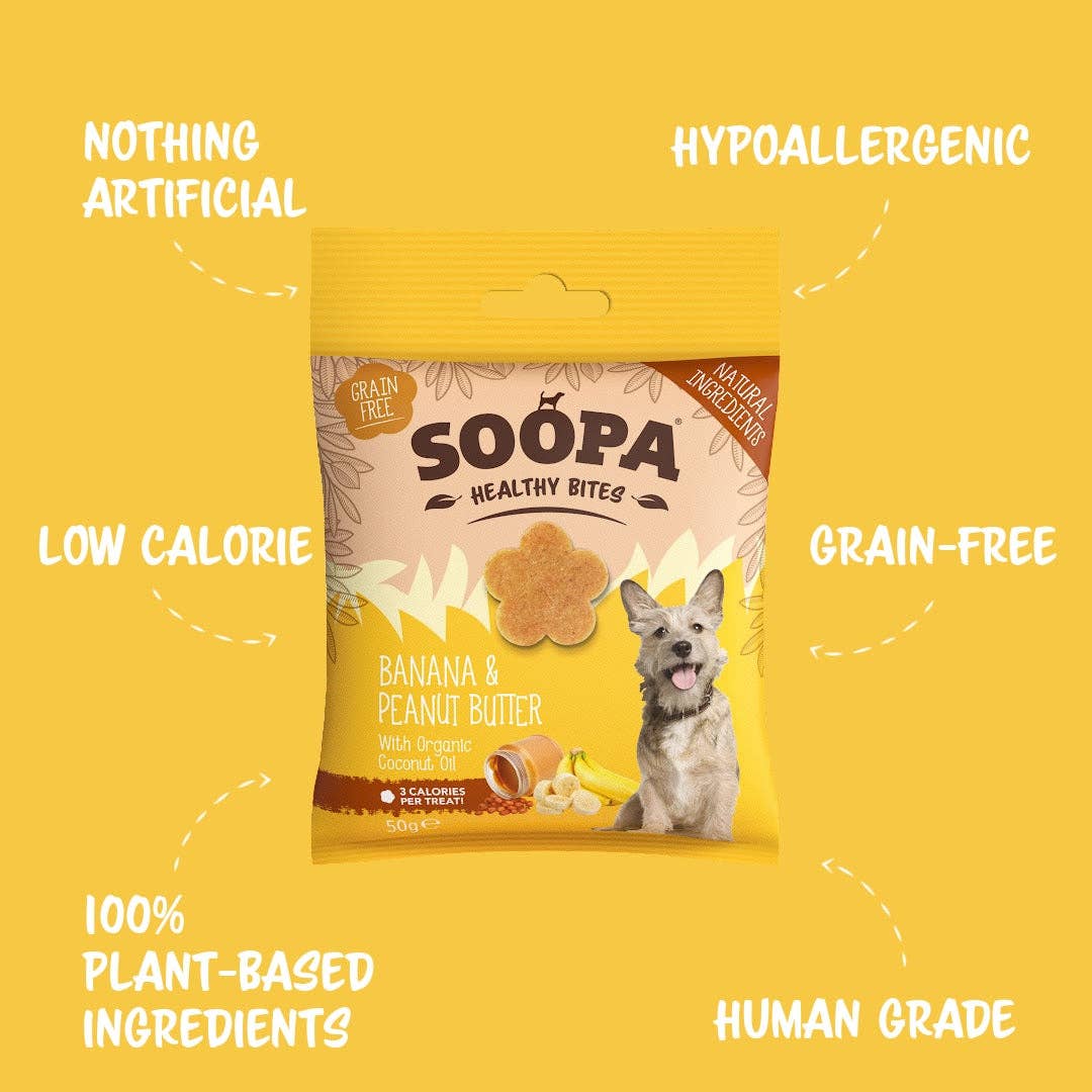 Soopa - Godbidder m. Banan & Jordnøddesmør - 50g