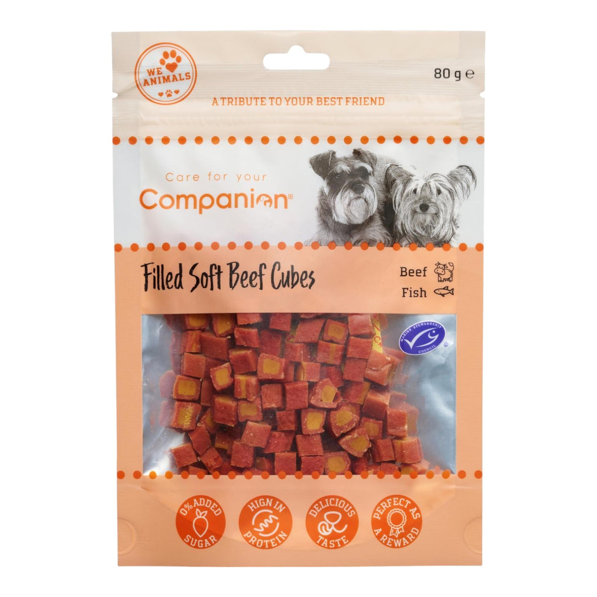 Companion - Bløde Godbidder m. Okse fyldt med Laks & Torsk - 80g