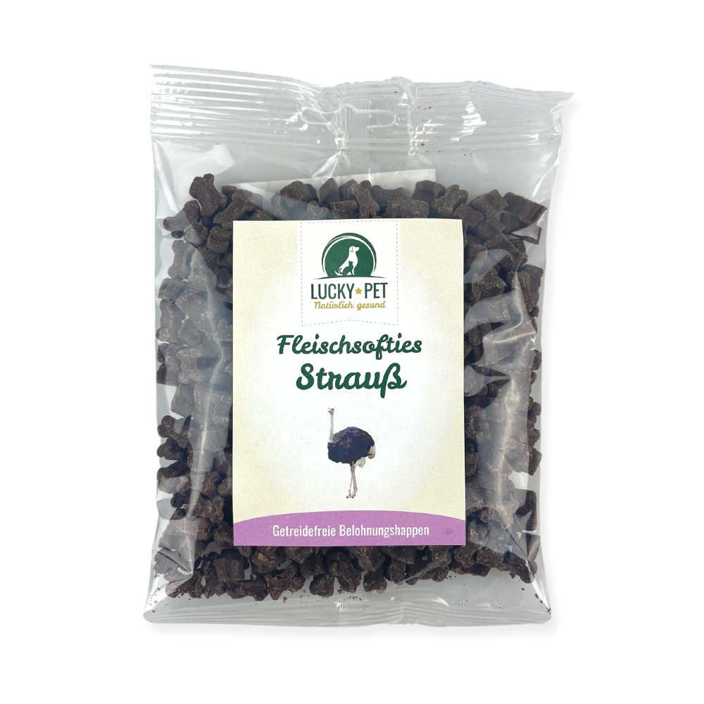 Lucky-Pet kød softies - struds 200 g