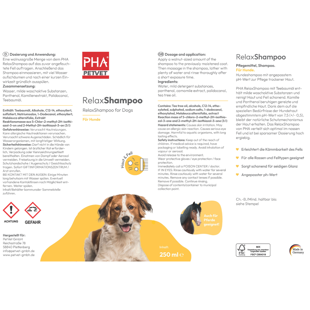 PHA - Relax shampoo til hunde - 250ml