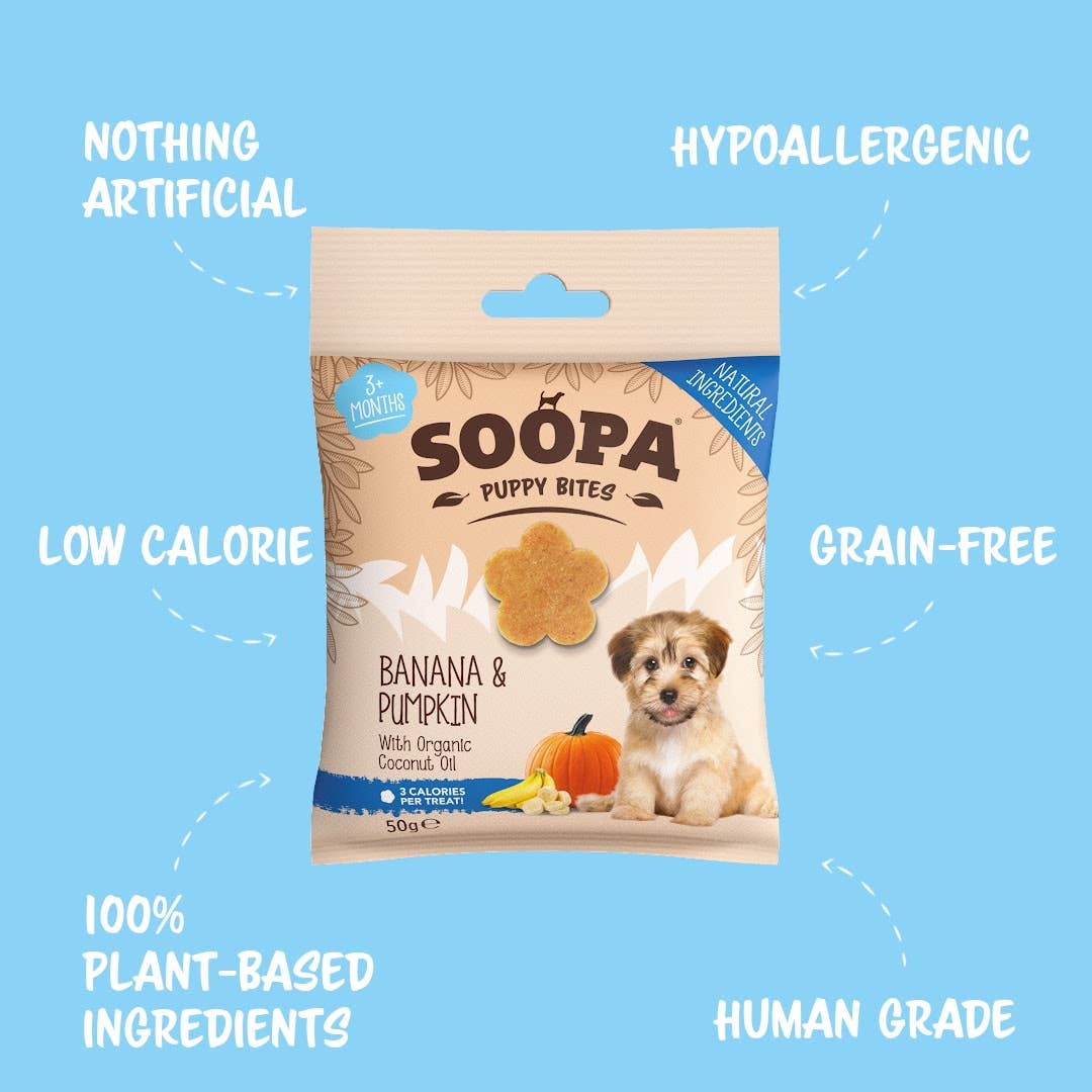 Soopa - Godbidder m. Banan & Græskar (Hvalp) - 50g