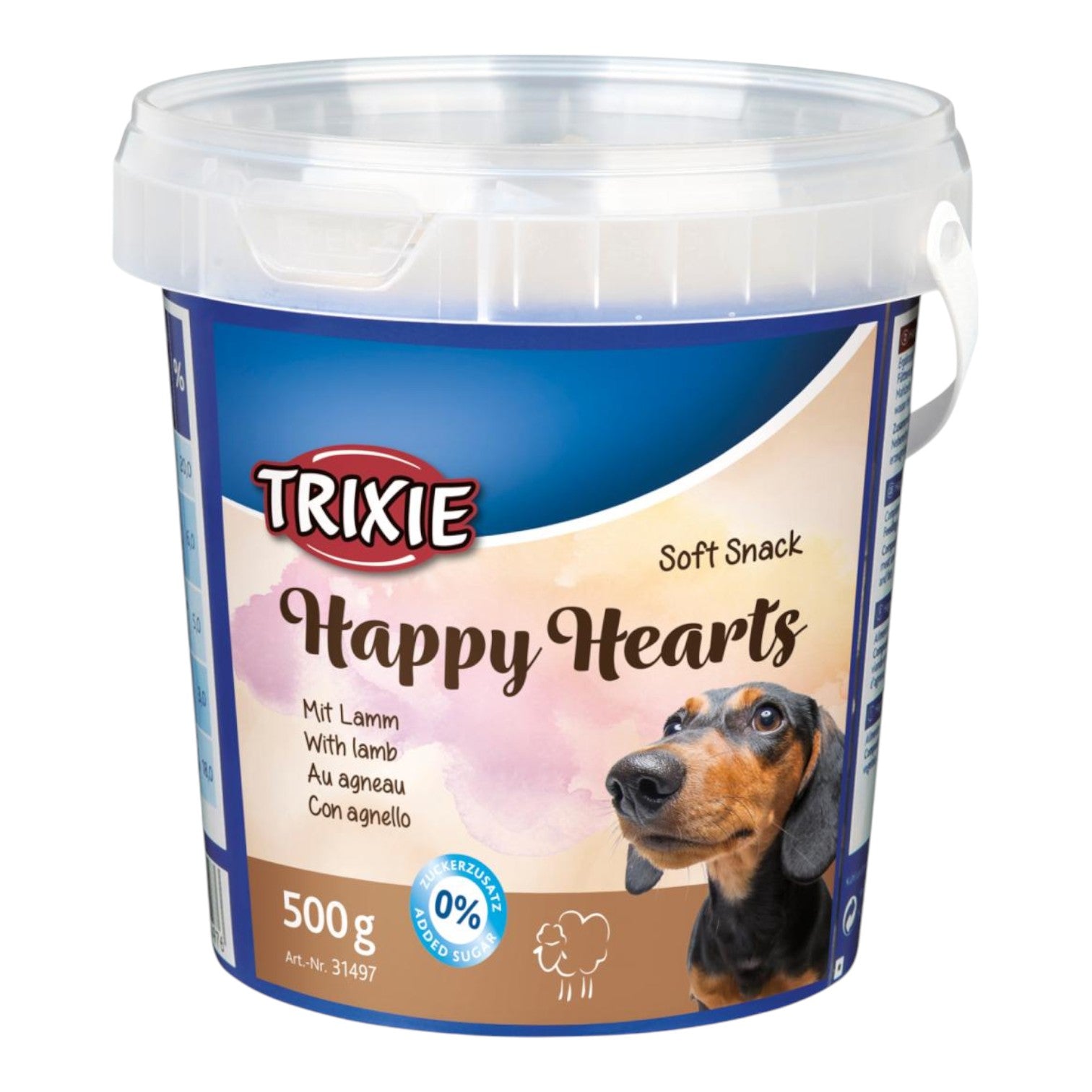 Trixie - Bløde Godbidder - Happy Hearts m. Lam - 500g