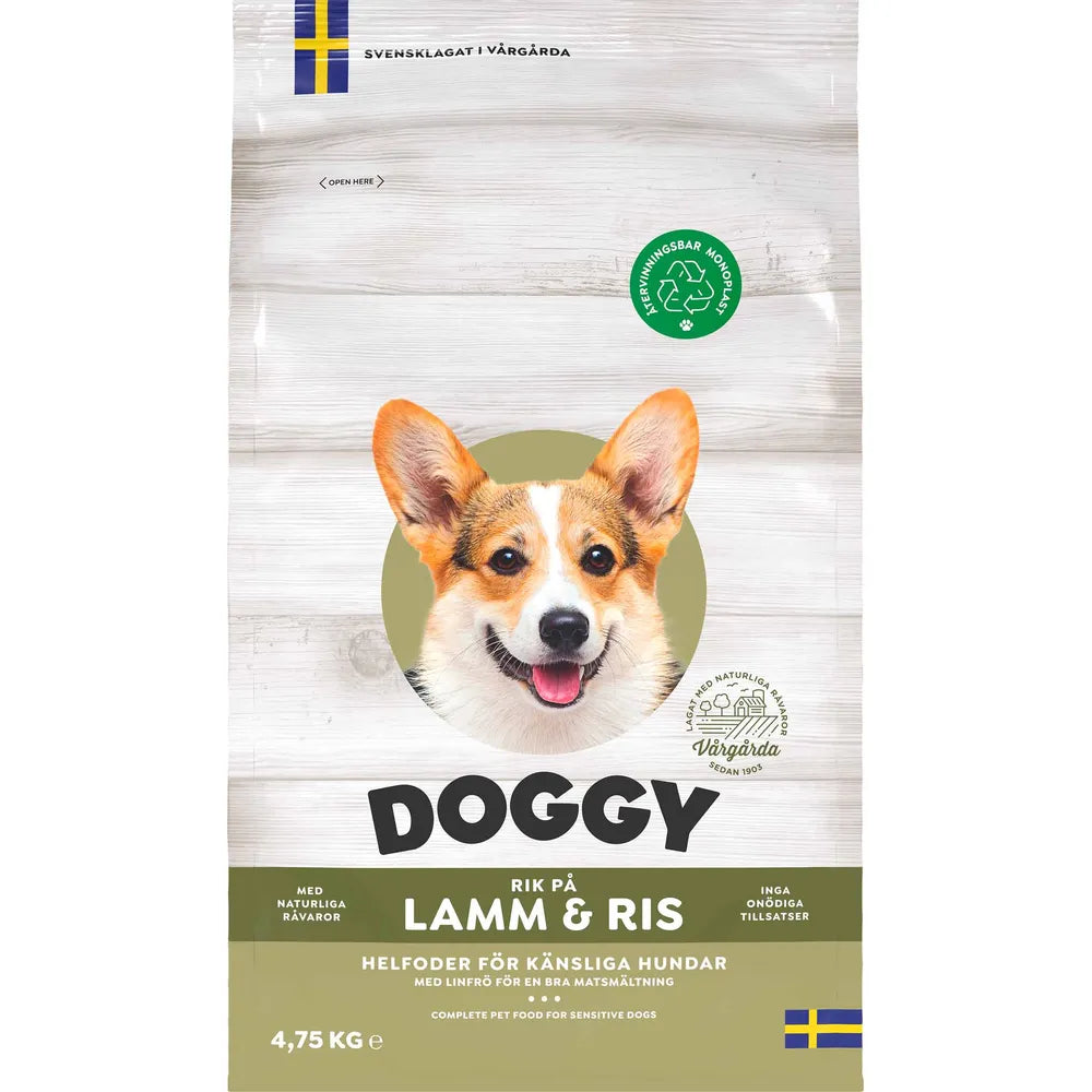 Doggy - Tørfoder - Lam & Ris - 4,75kg.