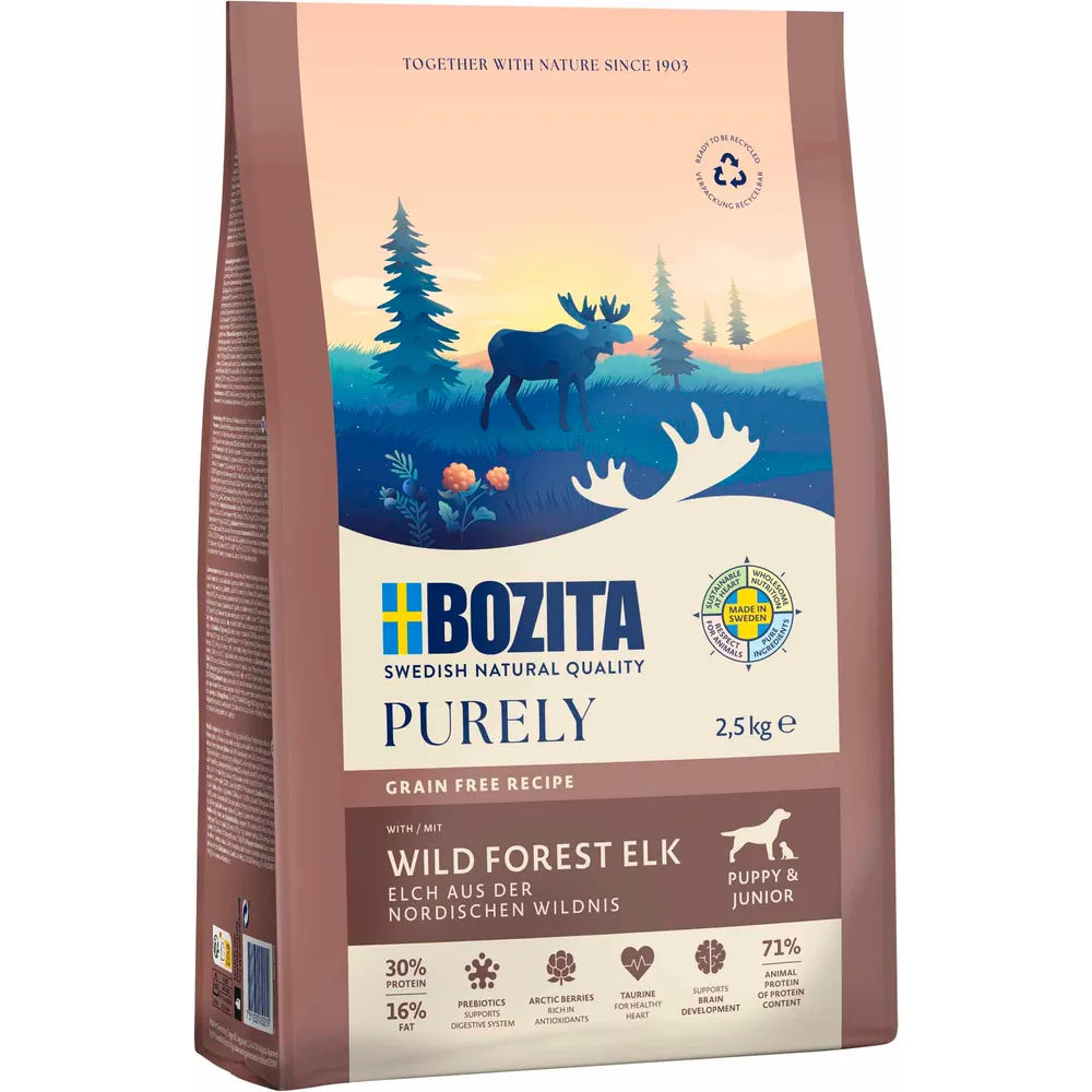 Bozita - Purely - Hvalp & Junior m. Elg - 2,5kg