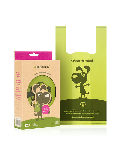Earth Rated - Høm Høm poser - 120 stk. m. håndtag - M. Lavendel duft