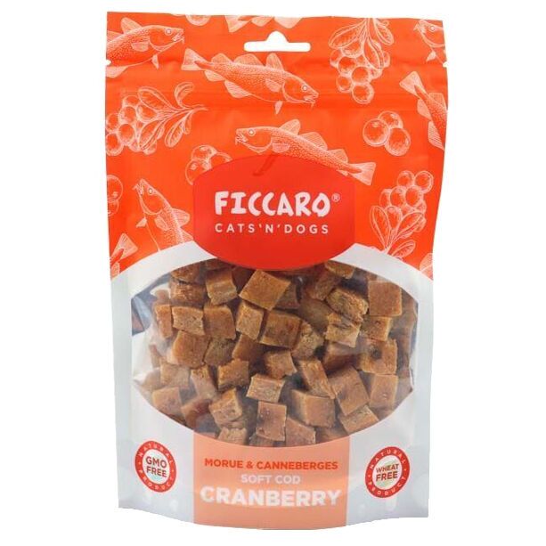 Ficcaro - Soft Cubes m. Torsk & Tranebær - 100g