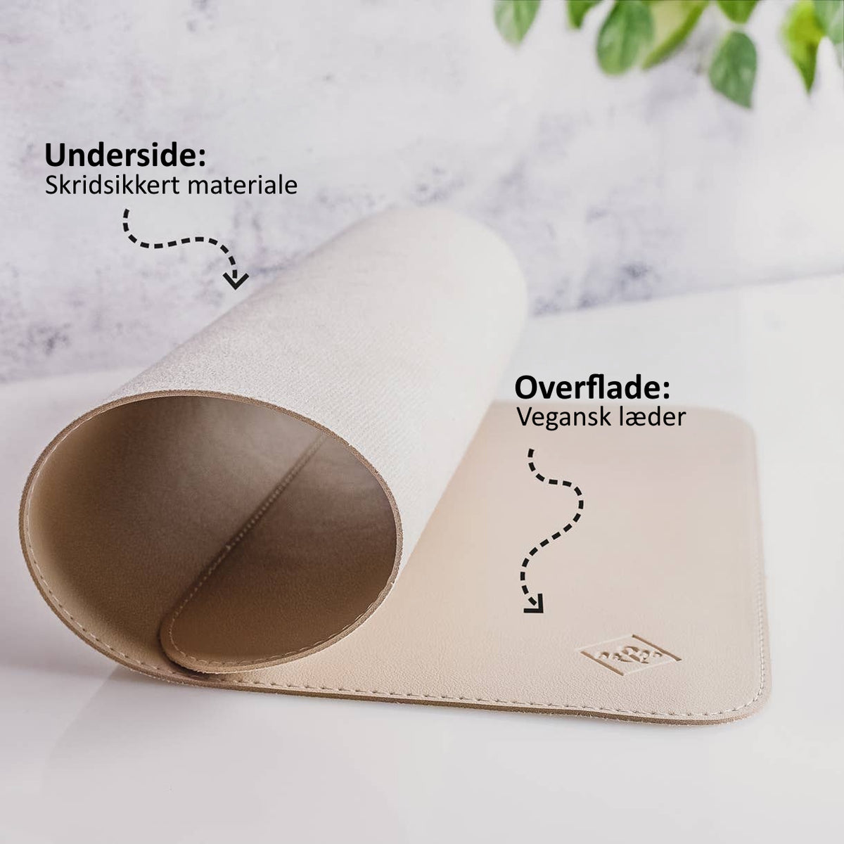 Ne&no® - Skåleunderlag af vegansk læder - Taupe - 50x30cm
