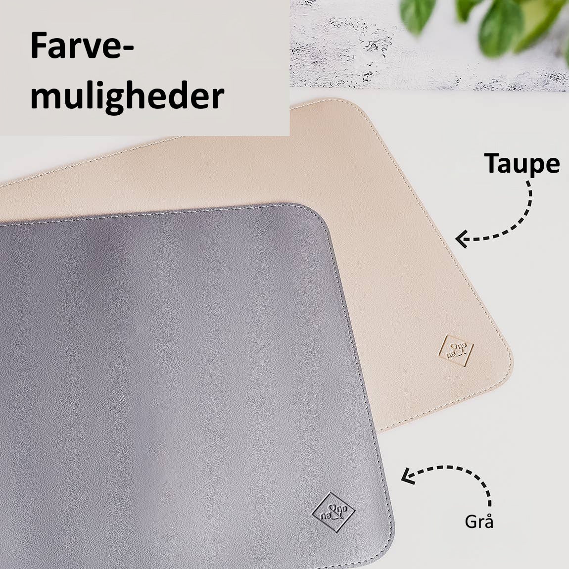 Ne&no® - Skåleunderlag af vegansk læder - Grå - 60x40cm