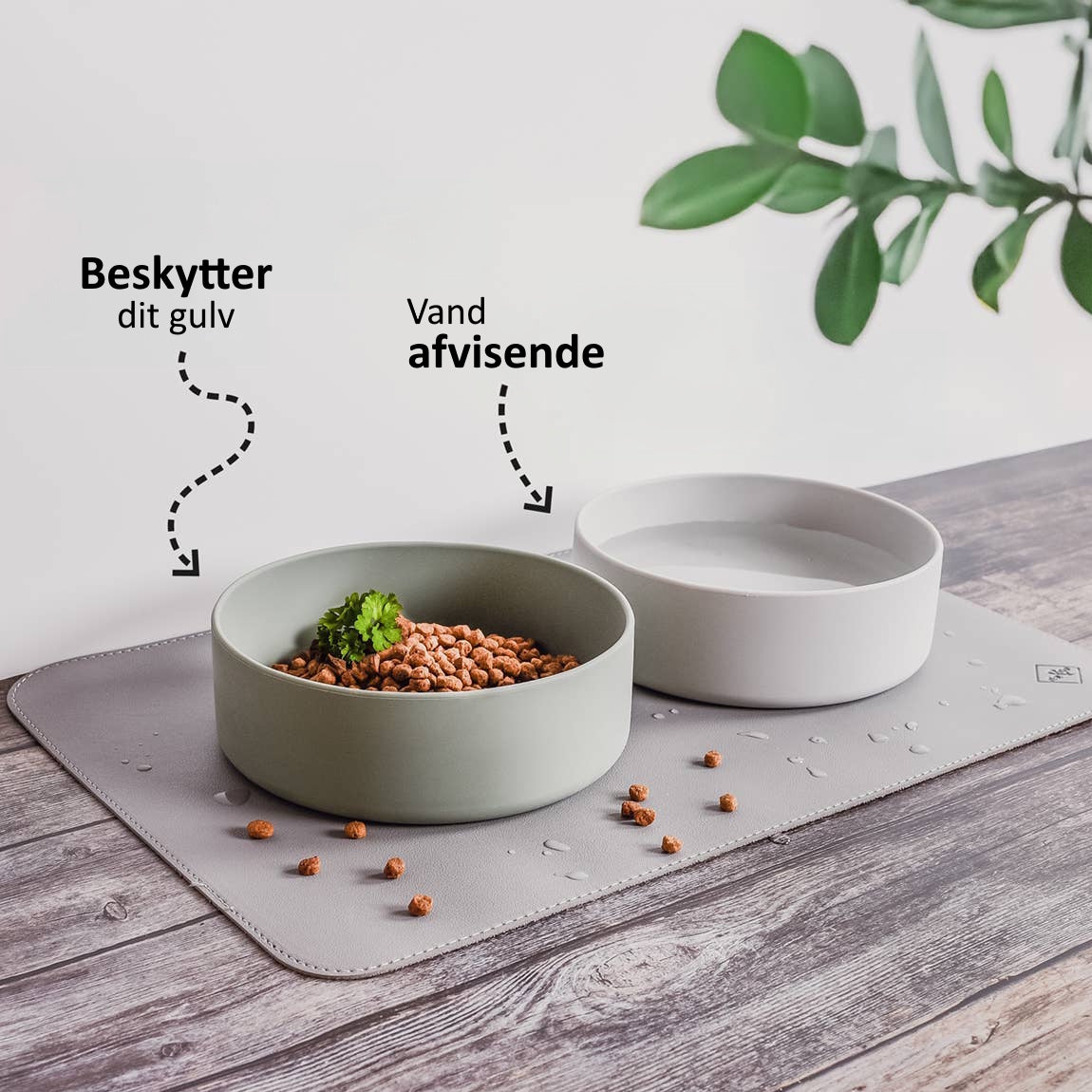 Ne&no® - Skåleunderlag af vegansk læder - Grå - 60x40cm