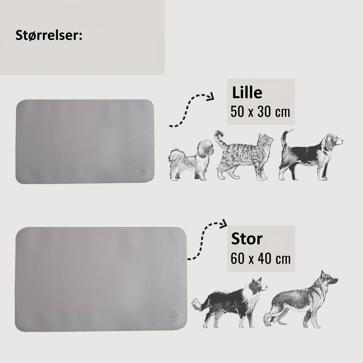 Ne&no® - Skåleunderlag af vegansk læder - Grå - 60x40cm