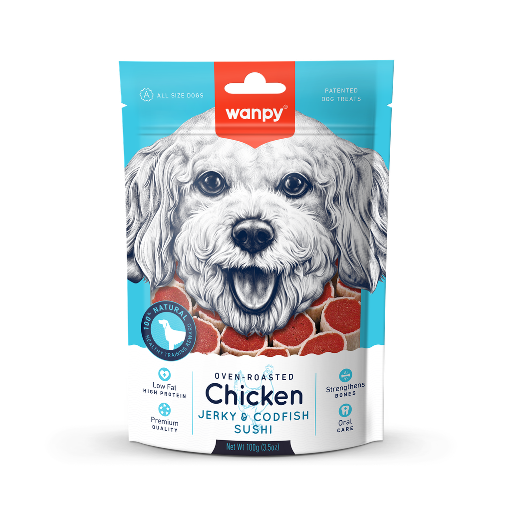 Wanpy - Sushi m. Kyllinge-jerky & Torsk - 100g