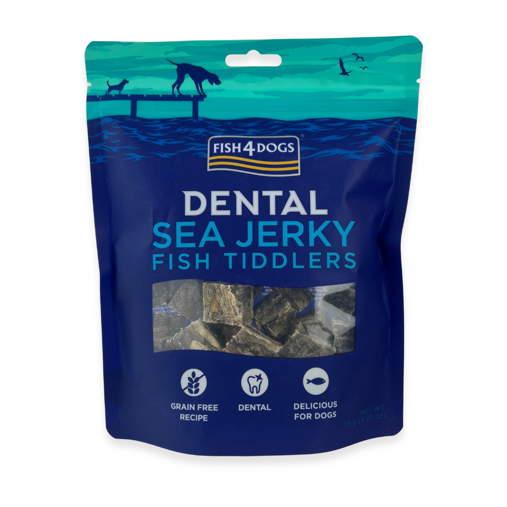 Fish4Dogs - Dental Sea Jerky - Hvidfiske skind firkanter - 115g