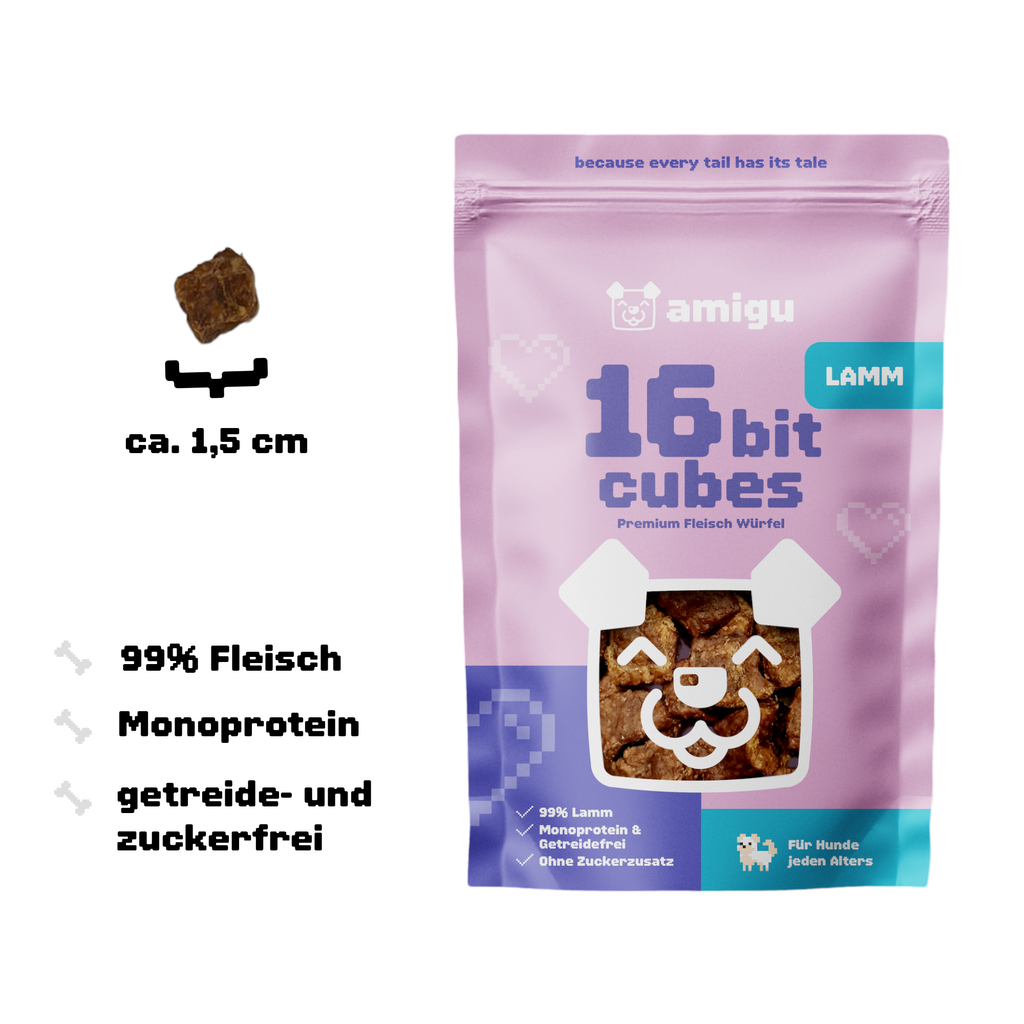 Amigu - Store kødterninger m. Lam - 100g