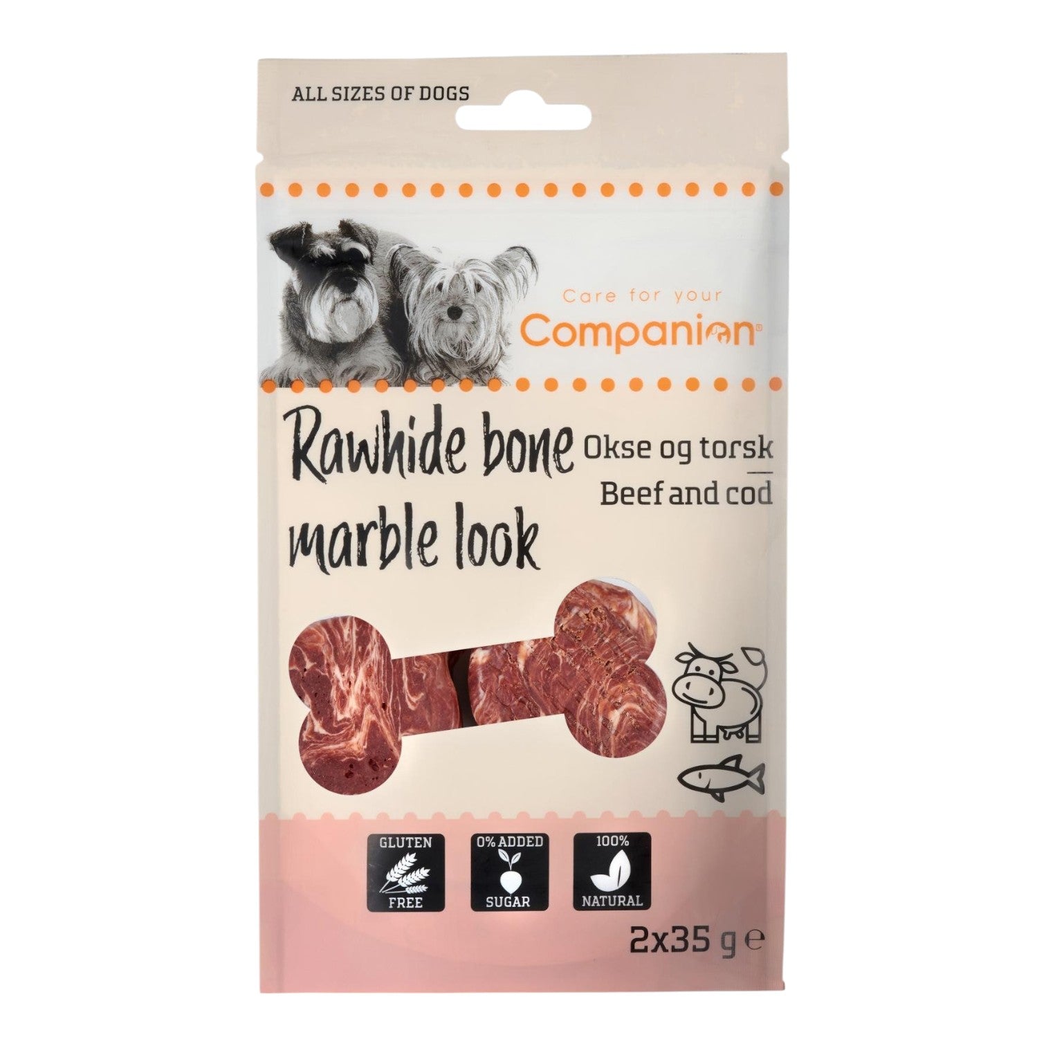 Companion - Rawhide Bone Marble - Okse & Torsk 2x 50g