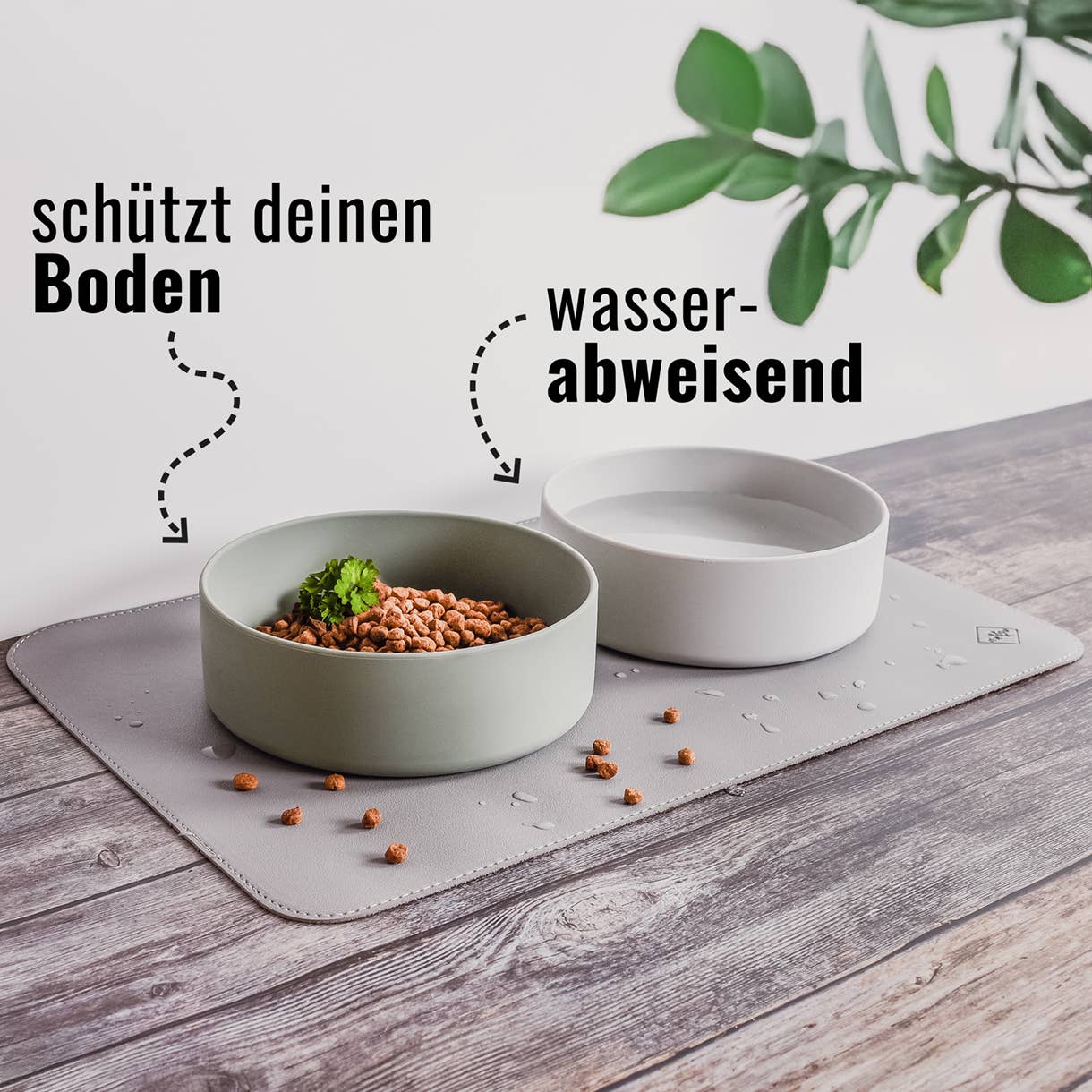 Ne&no® - Skåleunderlag af vegansk læder - Grå - 60x40cm