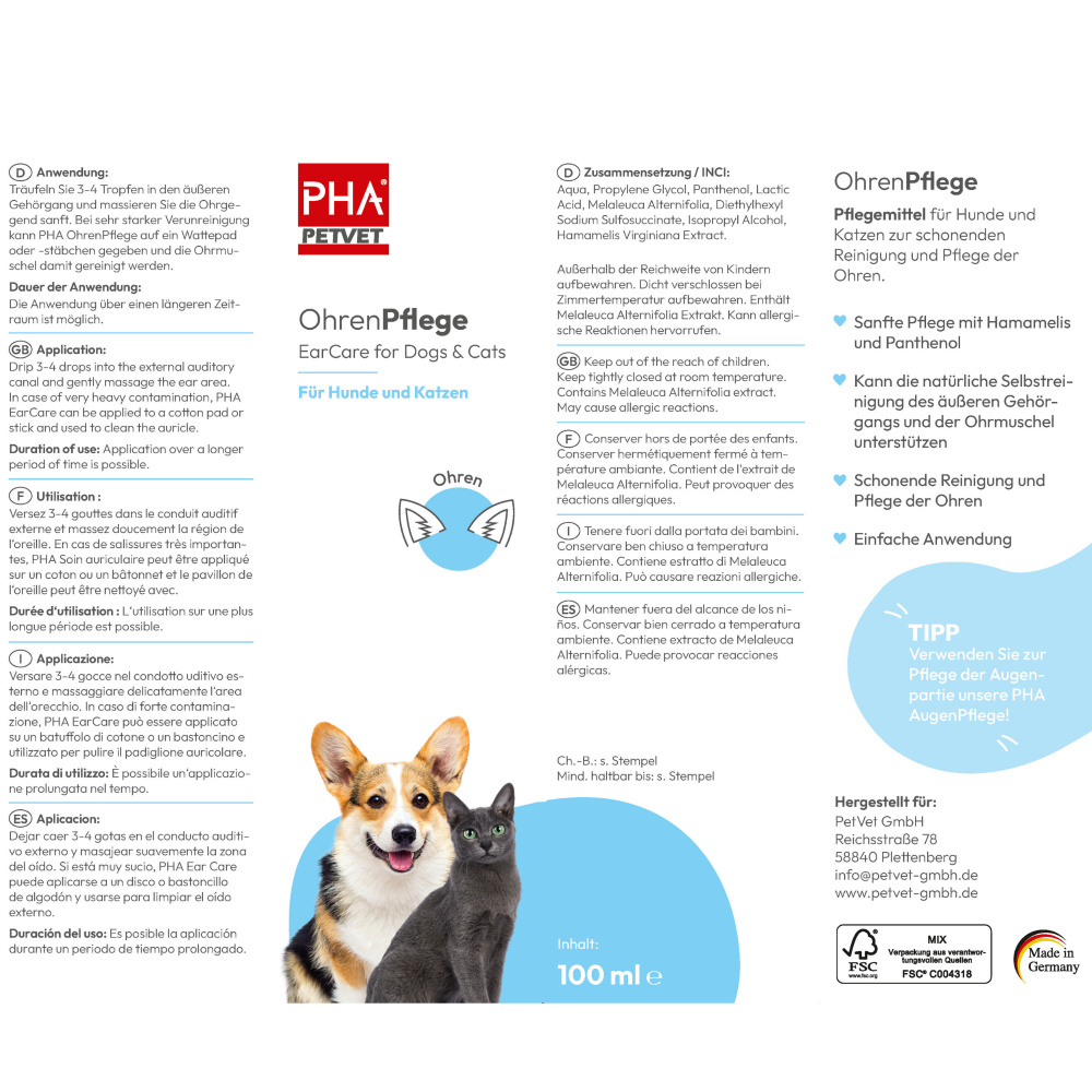 PHA - Ørepleje til hunde - 100ml