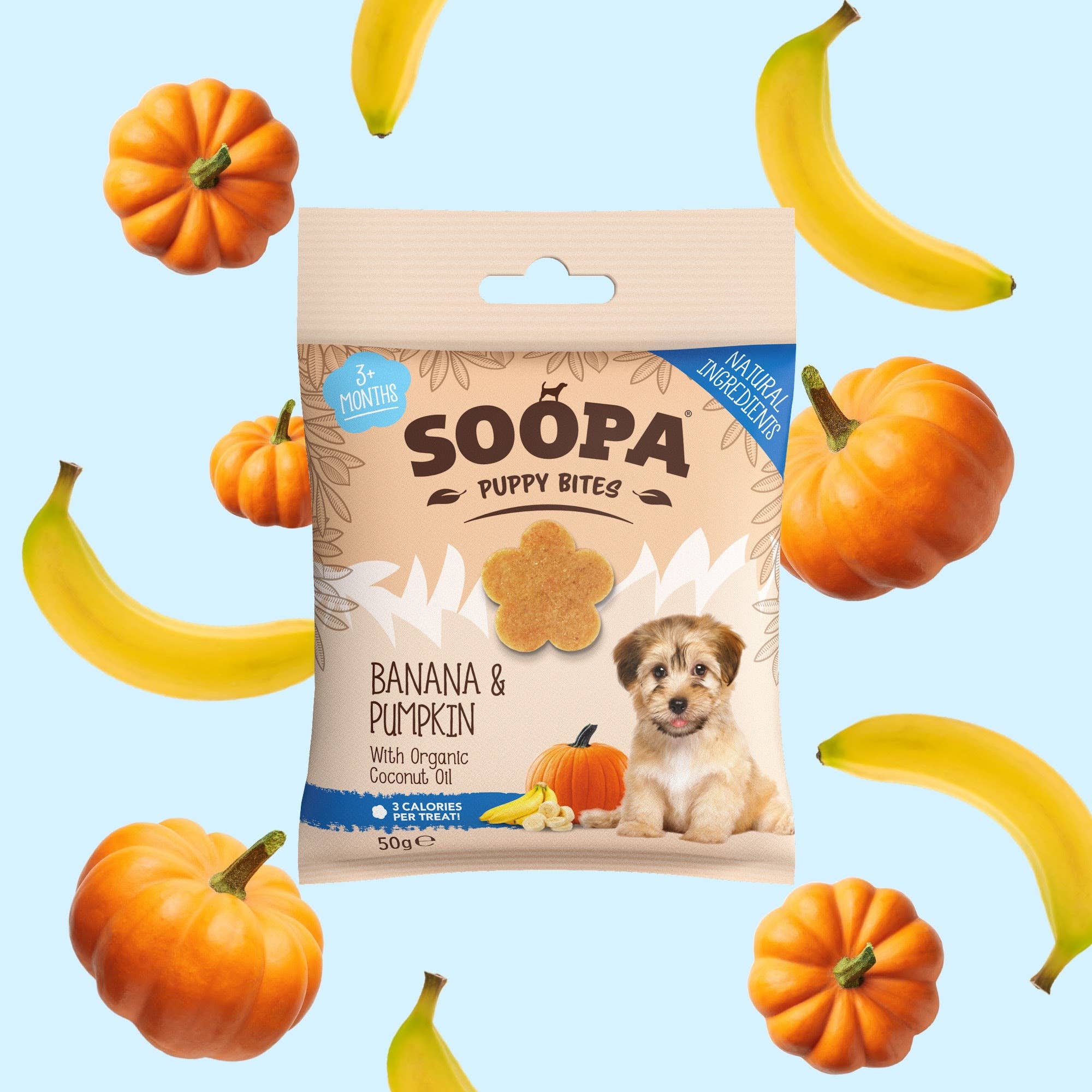 Soopa - Godbidder m. Banan & Græskar (Hvalp) - 50g
