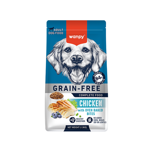 Wanpy - Kornfrit Hundefoder - Voksen - Kylling - 1,5 kg