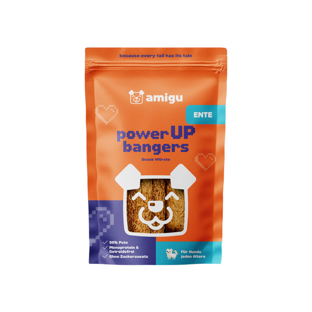 Amigu - Lækre pølser m. And - 100g.