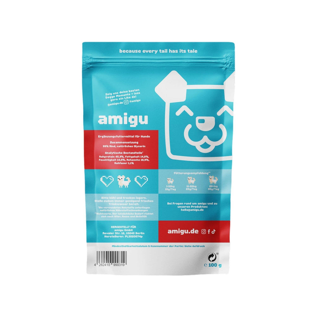 Amigu - Store kødterninger m. Oksekød - 100g