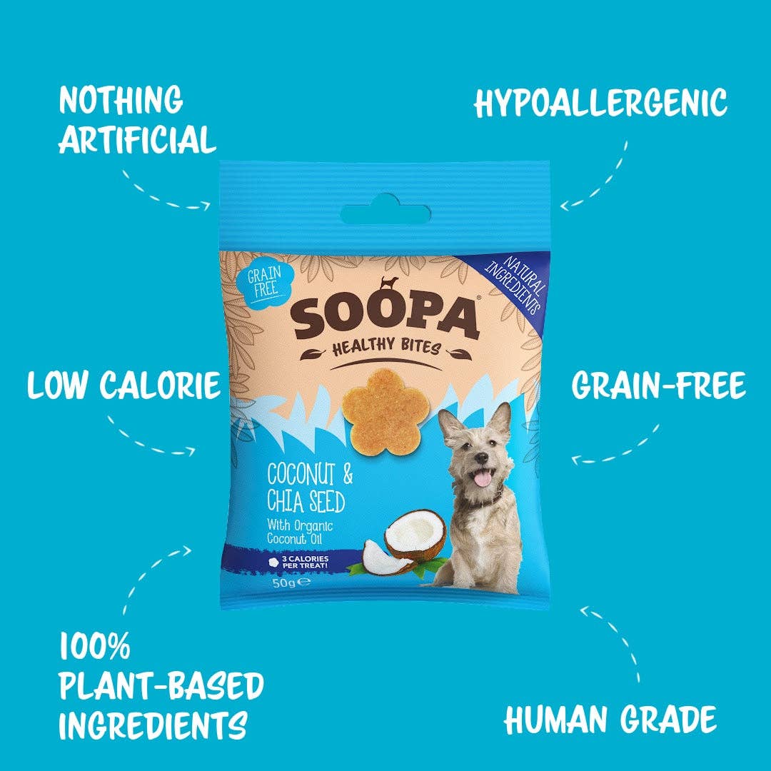 Soopa - Godbidder m. Kokosnød & Chiafrø - 50g