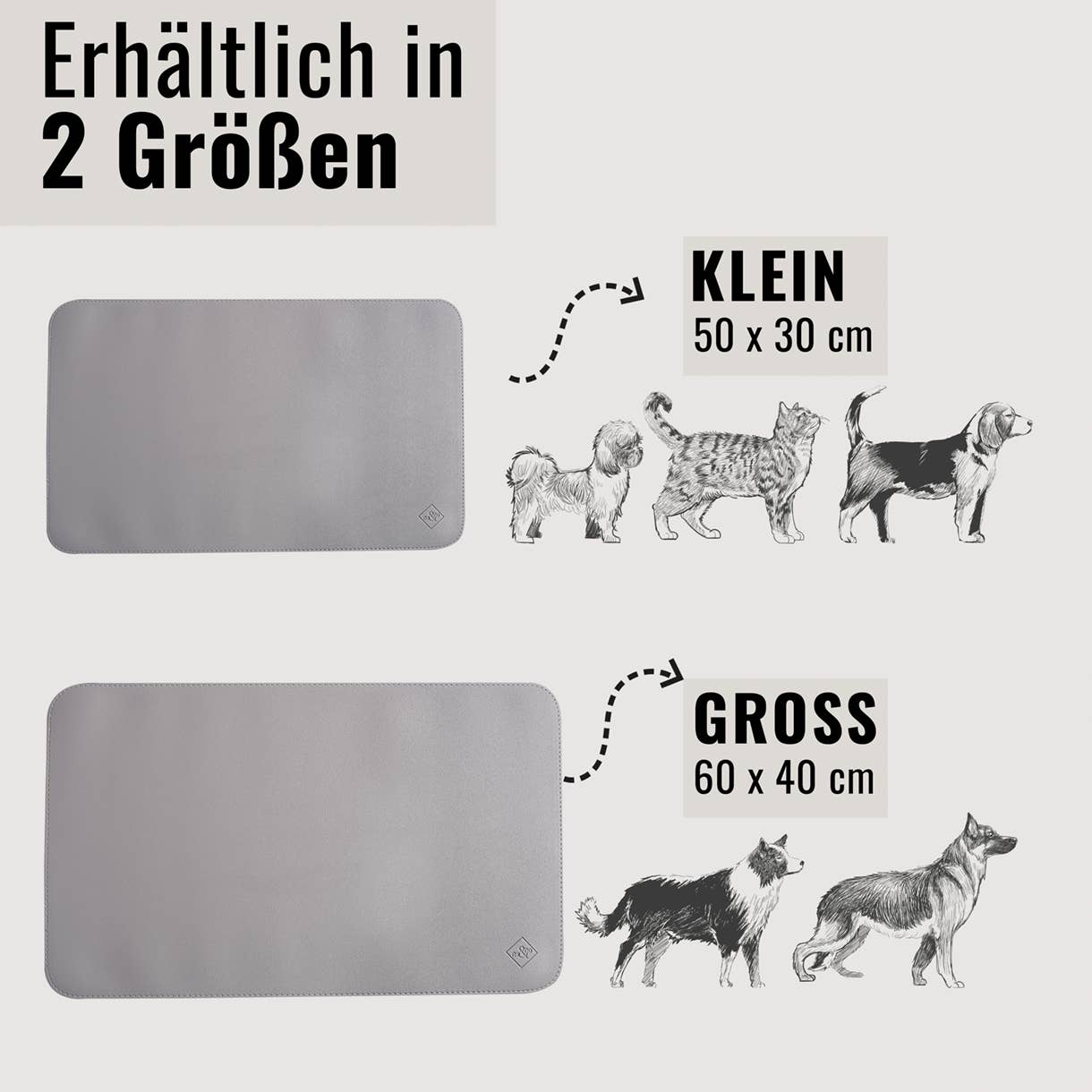 Ne&no® - Skåleunderlag af vegansk læder - Grå - 60x40cm