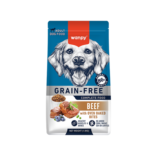 Wanpy - Kornfrit Hundefoder - Voksen - Okse - 1,5 kg