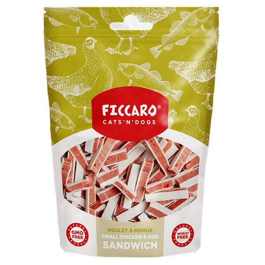 Ficcaro Små Sandwich m. Kylling & Torsk hundesnacks,100g