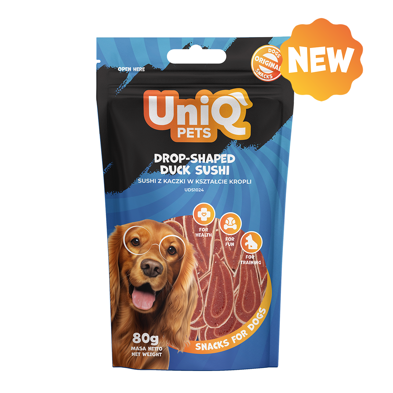 UniQ - Bløde godbidder - Dråbeformet Sushi m. And - 80g