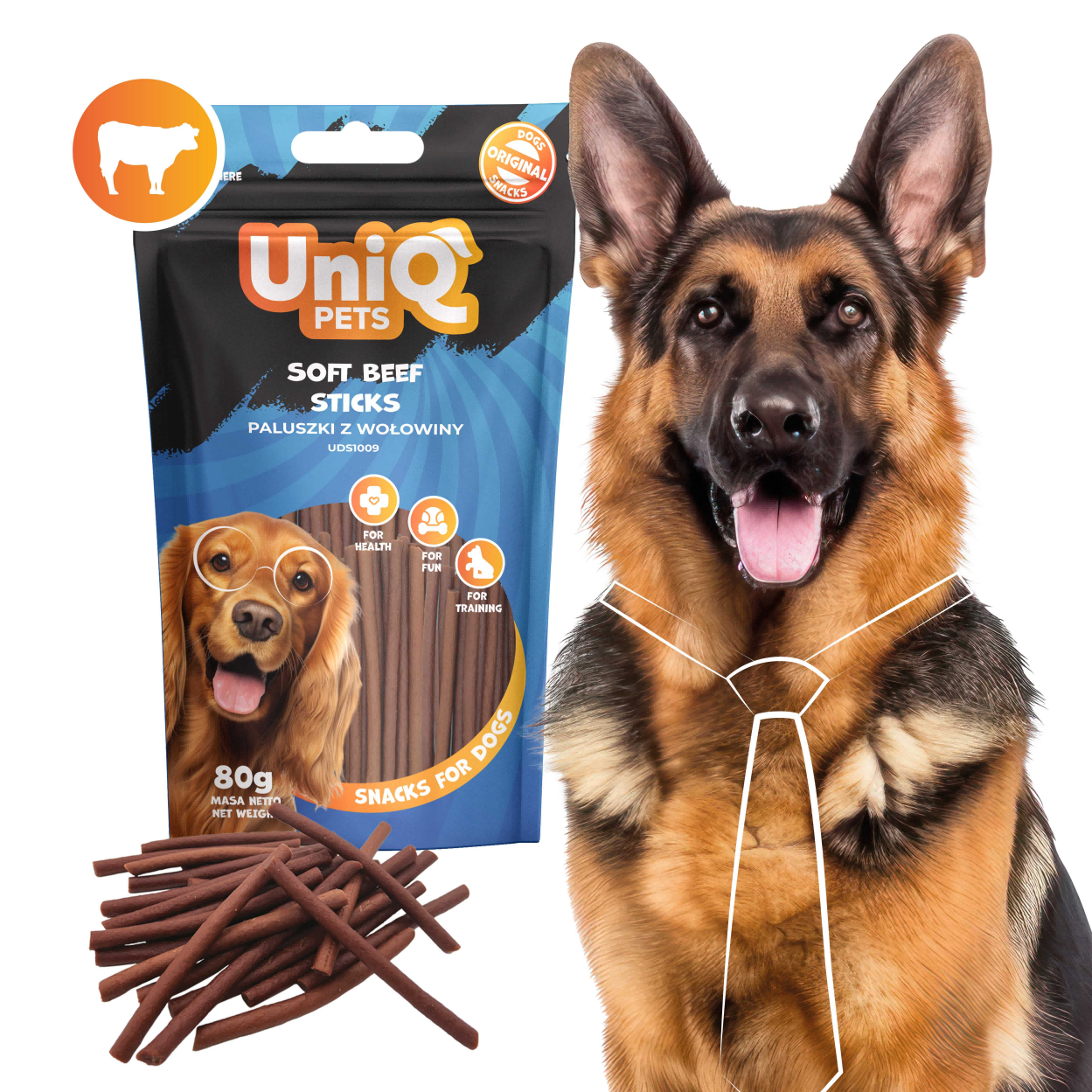 UniQ - Bløde sticks m. Okse - 80g