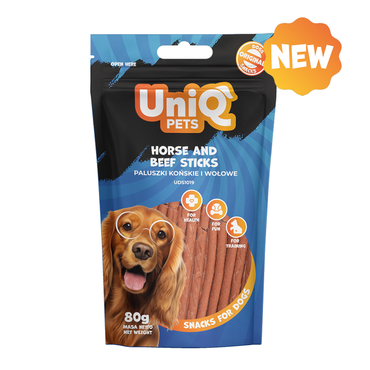 UniQ - Bløde snacks - Sticks m. Hest & Okse - 80g
