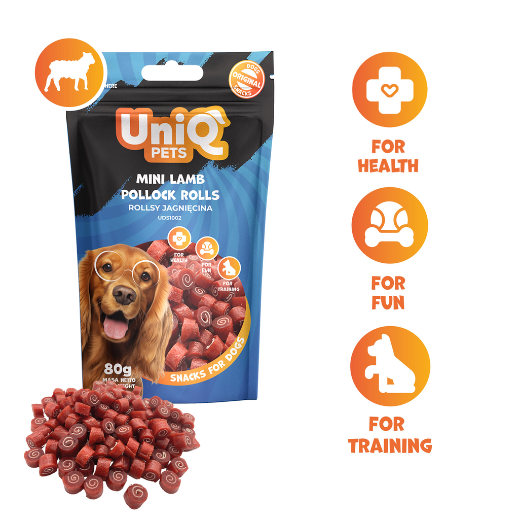 UniQ - Bløde Mini Ruller m. Lam & Sej - 80g